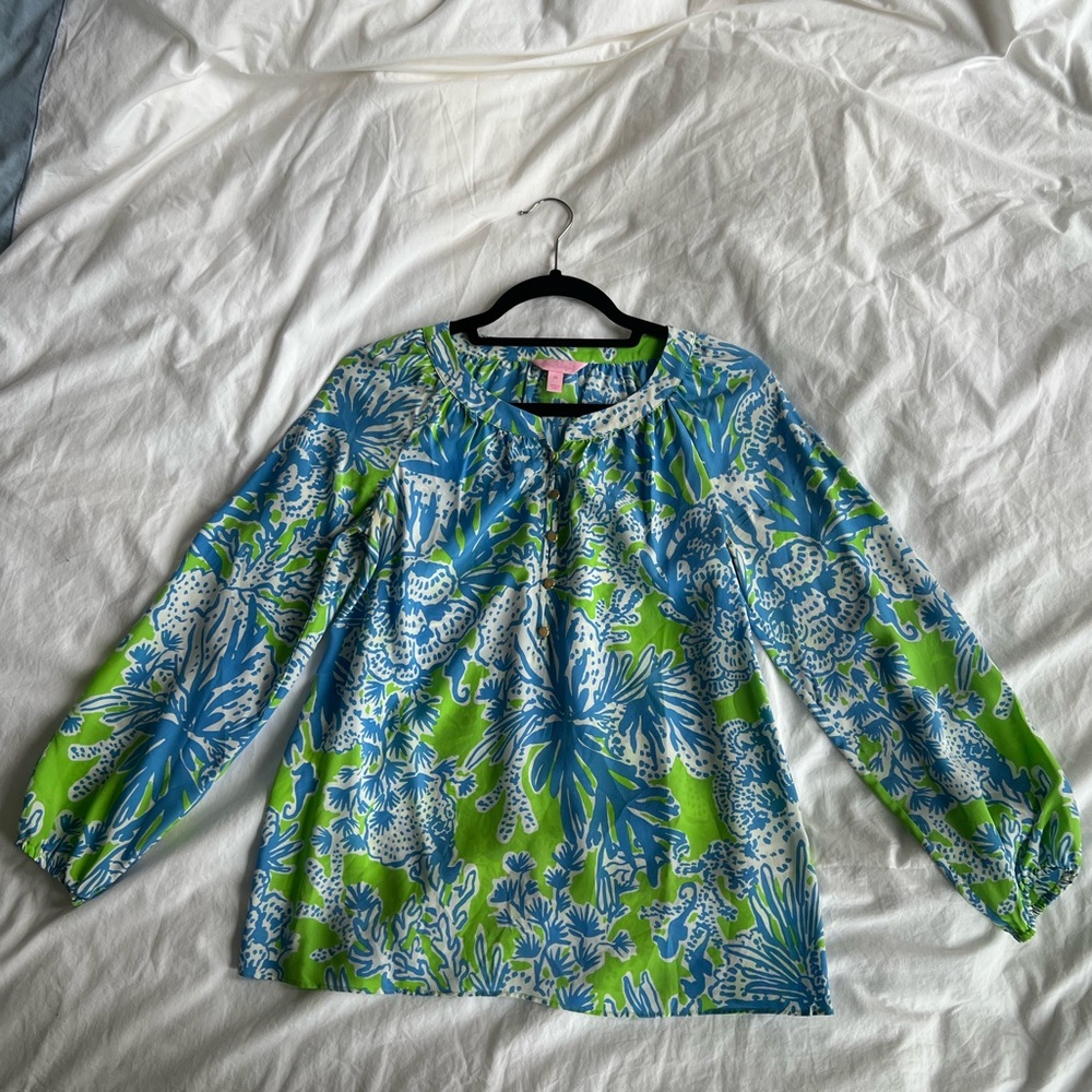 Lilly Pulitzer Vibrant Blue and Green Top